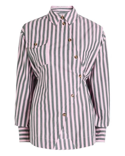 Damson Madder White Lux Striped Shirt