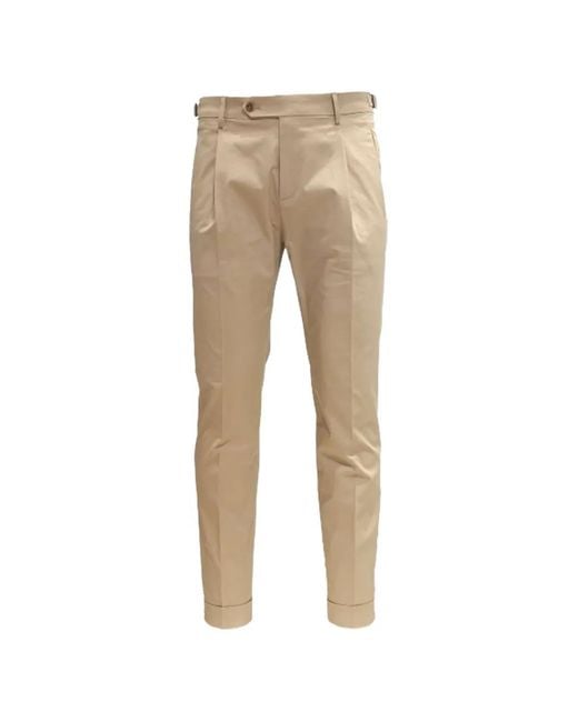 Berwich Natural Pleated Turn-Up Trousers for men