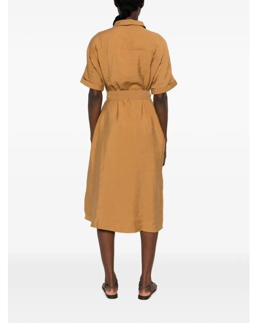 MAISON 123 Natural Belted Button-Front Shirt Dress