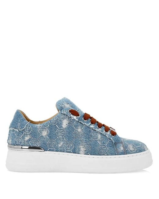 Baskets Monogram Strass Philipp Plein en coloris Blue