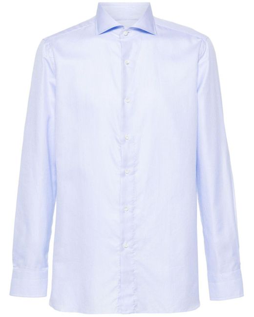 Camicia con colletto ampio di Luigi Borrelli Napoli in White da Uomo