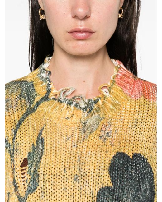 R13 Trui Met Bloemenprint in het Yellow
