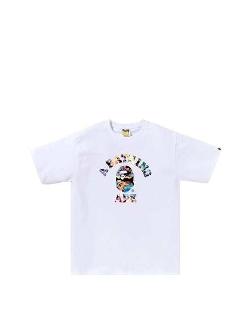 A Bathing Ape White Camo College Crew-Neck T-Shirt for men