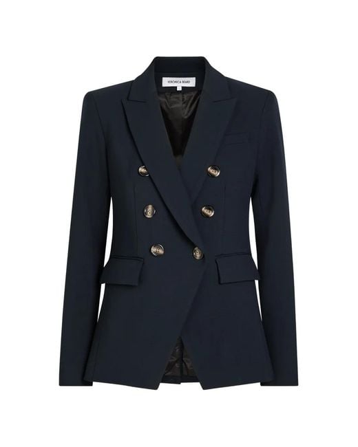 Veronica Beard Blue Miller Dickey Button Double-Breasted Blazer