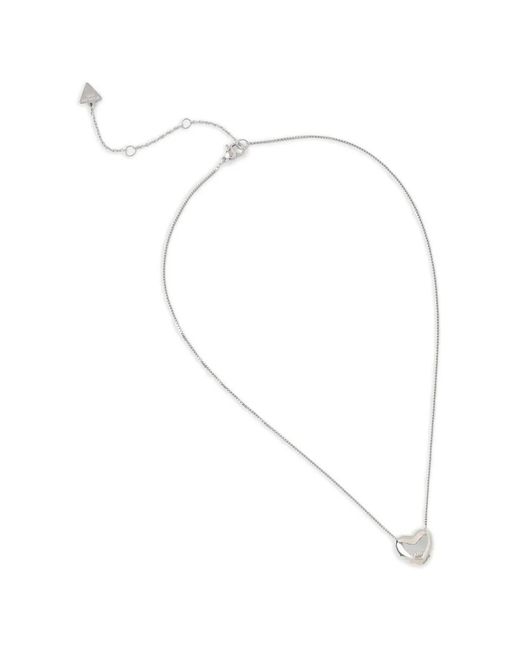 Guess White Heart Pendant Necklace