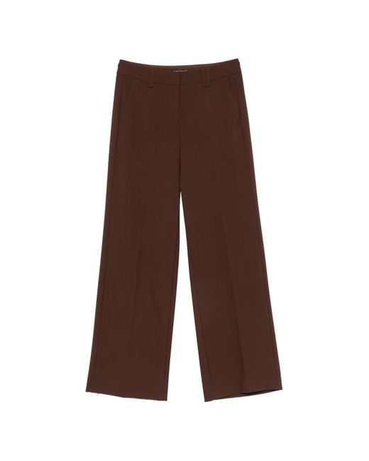 Luisa Cerano Brown Pleated Wide-Leg Trousers