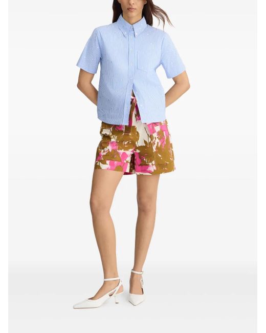 Liu Jo Red Floral-Print Poplin Shorts