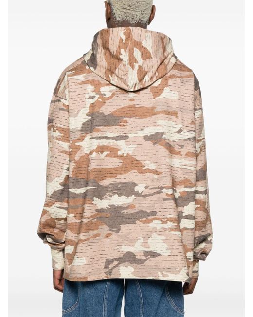 Acne Brown Camouflage-print Cotton Hoodie for men