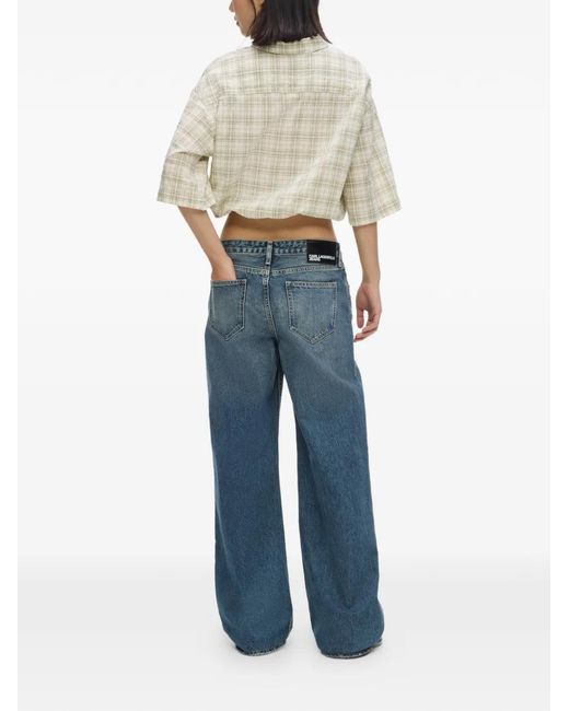 Karl Lagerfeld Blue Distressed-Effect Jeans