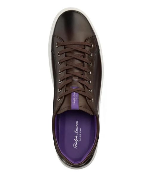 Ralph Lauren Brown Severn Burnished Lace-Up Sneakers for men