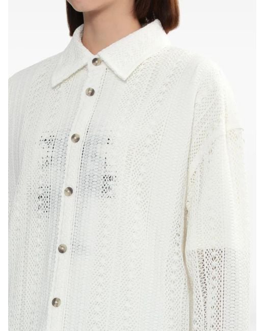 FIVE CM White Crochet Cotton Shirt for men