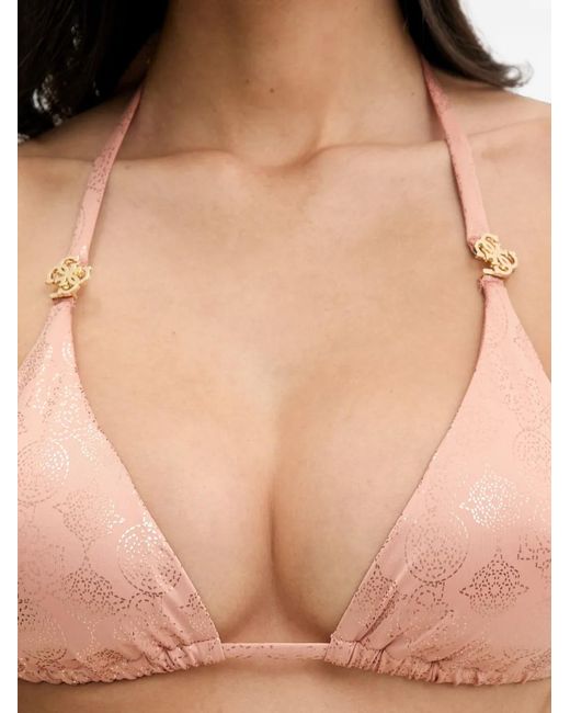Guess Natural Logo-Plaque Triangle Bikini