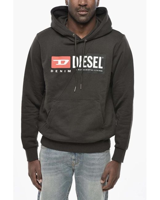 DIESEL Black Logo-Print Hoodie for men
