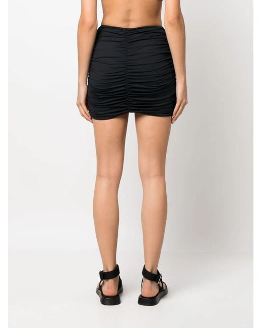 LaRevêche Black Lillibet Floral-Appliqué Gathered Miniskirt