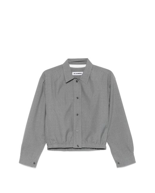 Jil Sander Gray Pointed-Collar Bomber Jacket