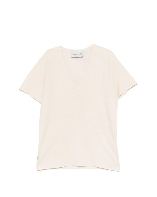 Amaranto White V-Neck Short-Sleeve T-Shirt for men