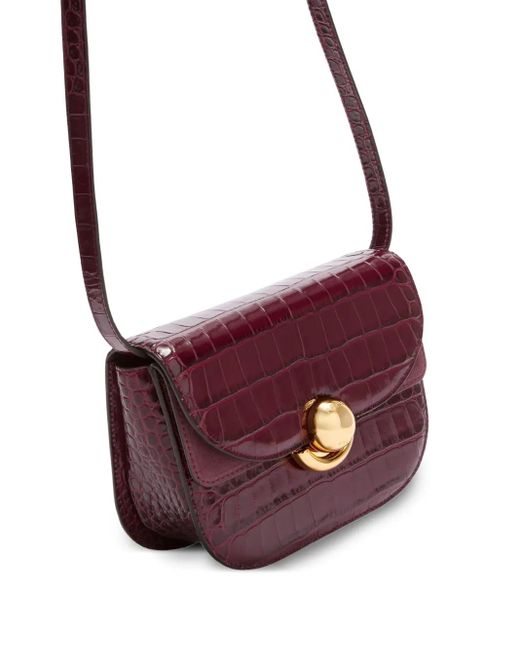Furla Purple Sfera Crocodile-Embossed Dome Satchel