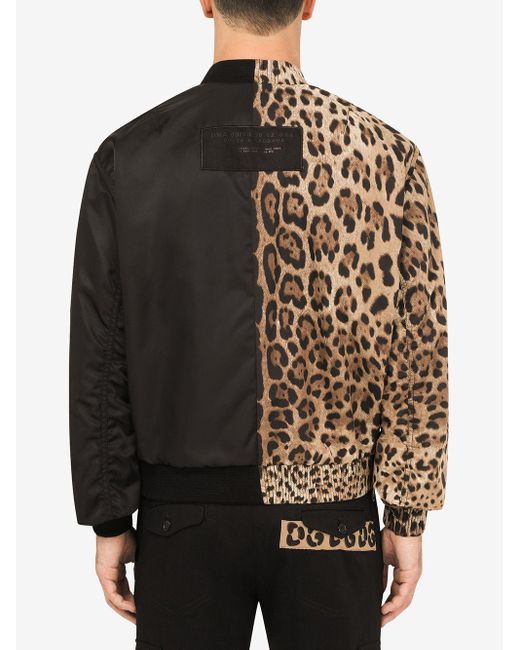 Dolce & Gabbana Cotton Leopard-print Spliced Bomber Jacket in Black for Men  | Lyst Canada