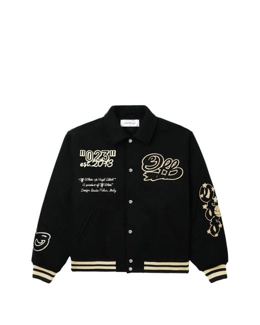 Off-White c/o Virgil Abloh Black Logo-Embroidered Bomber Jacket for men