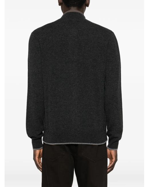 Peserico Black Zip-Up Cardigan for men
