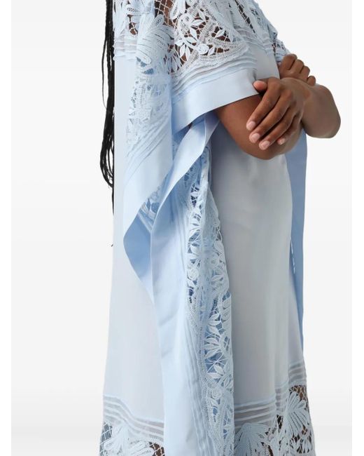 Ermanno Scervino Blue Lace-Insert Midi Dress