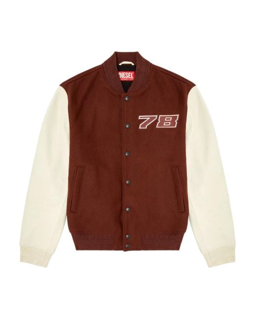 DIESEL Brown L-Kopf Wool-Blend Varsity Jacket for men