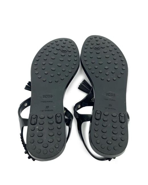 Tod's Blue Tassel-Embellished Flat Sandals