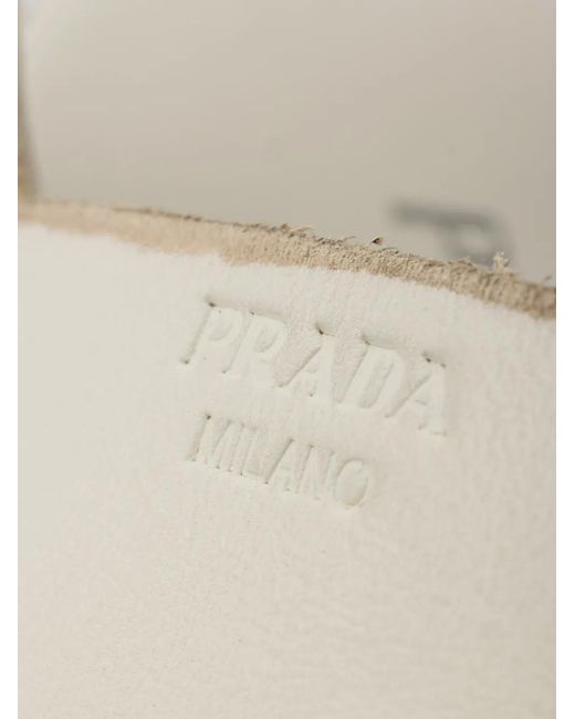 Prada White Antiqued Leather Sandals
