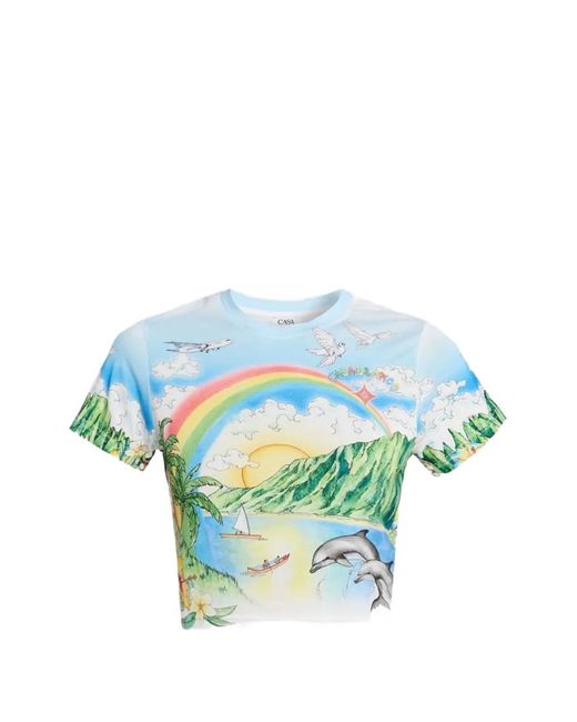 Casablanca Blue Cropped T-Shirt