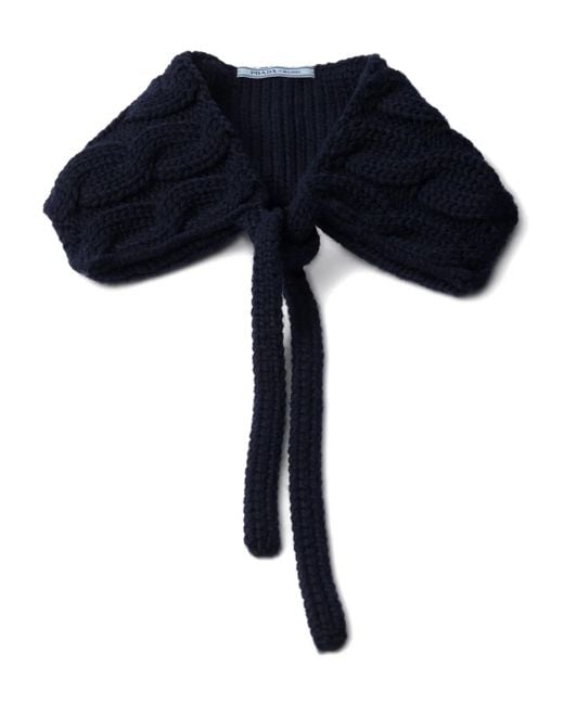 Prada Blue Cable-Knit Wool Collar
