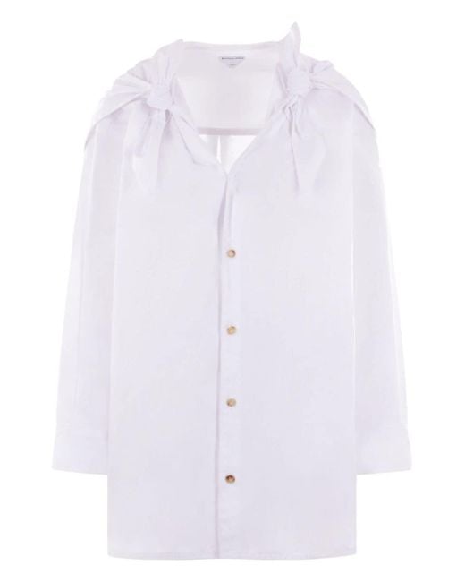 Bottega Veneta White Hemd mit Knotendetail