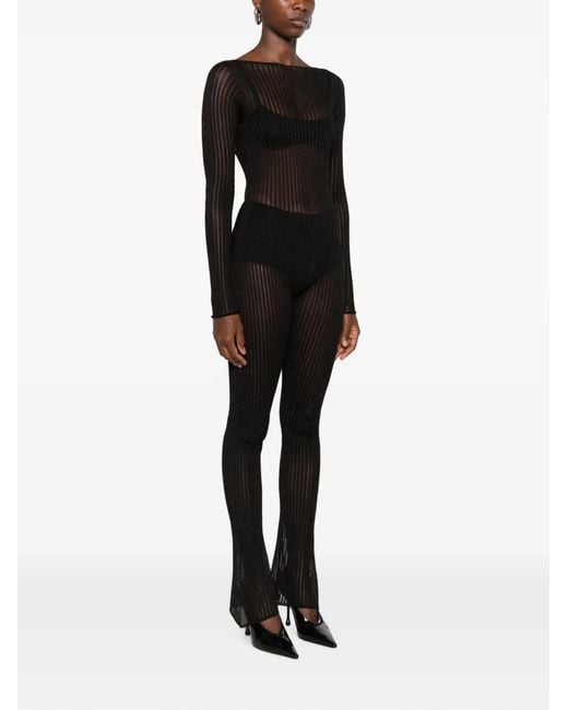 Dondup Gray Ribbed-Knit Open-Back Jumpsuit