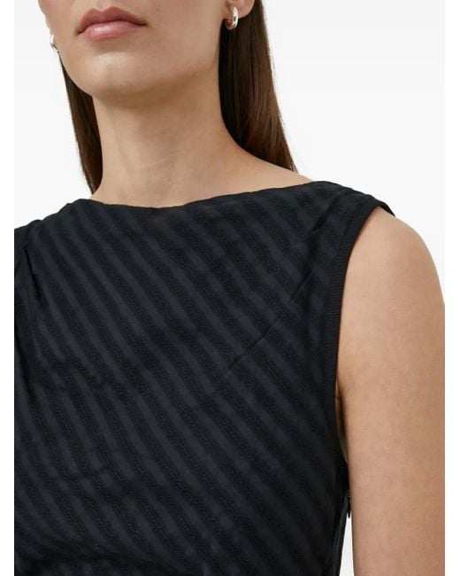 Samsøe & Samsøe Black Sahira Striped Ruched Midi Dress