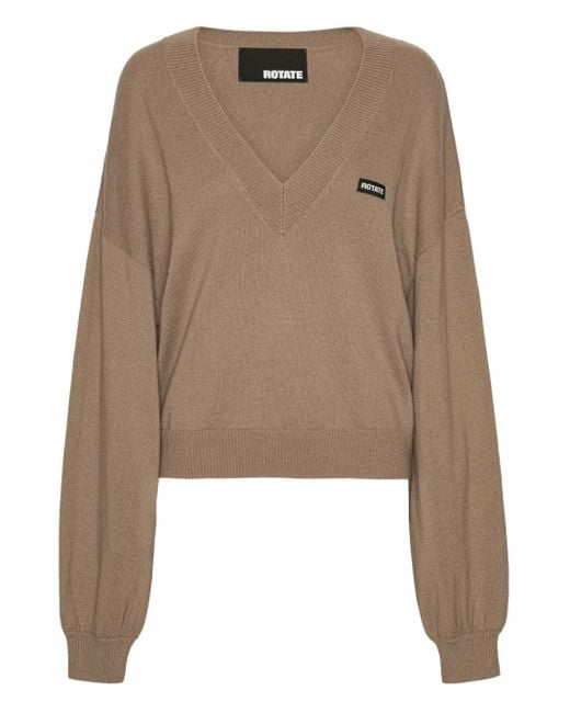 ROTATE BIRGER CHRISTENSEN Natural Pullover mit V-Ausschnitt
