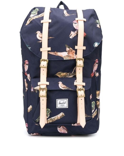 Herschel Supply Co. Blue Bird Print Backpack With Double Buckle Fastening