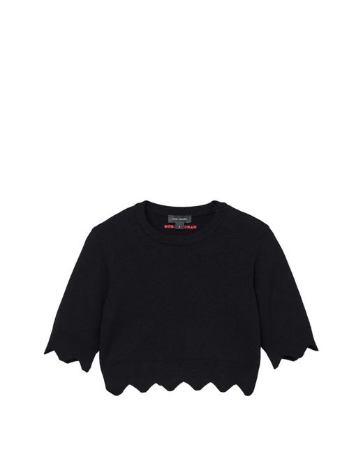 Marc Jacobs Black Scalloped-Edge Cropped Top