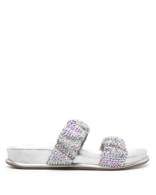 Le Silla White Pool Side Leather Sandals