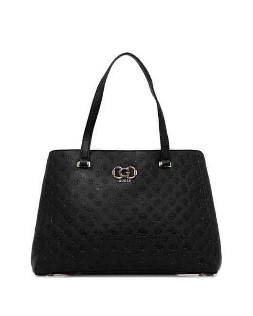 Guess Black Logo-Plaque Tote Bag