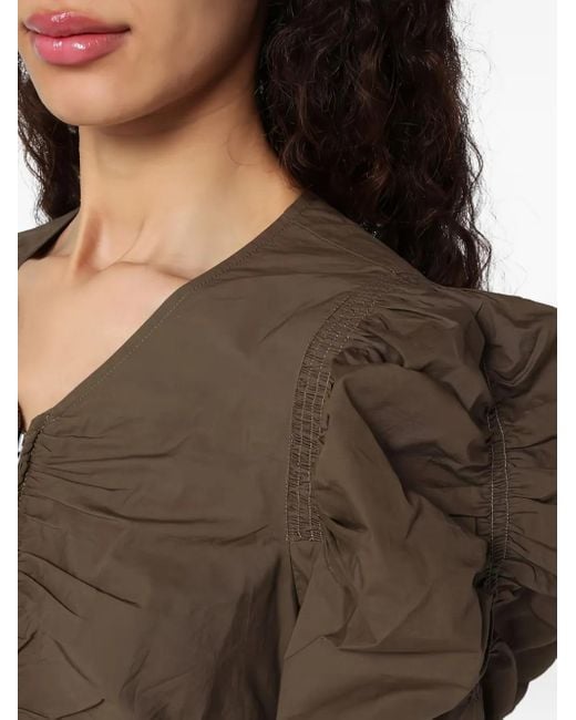 Isabel Marant Natural Briali Ruffled Zip-Up Mini Dress