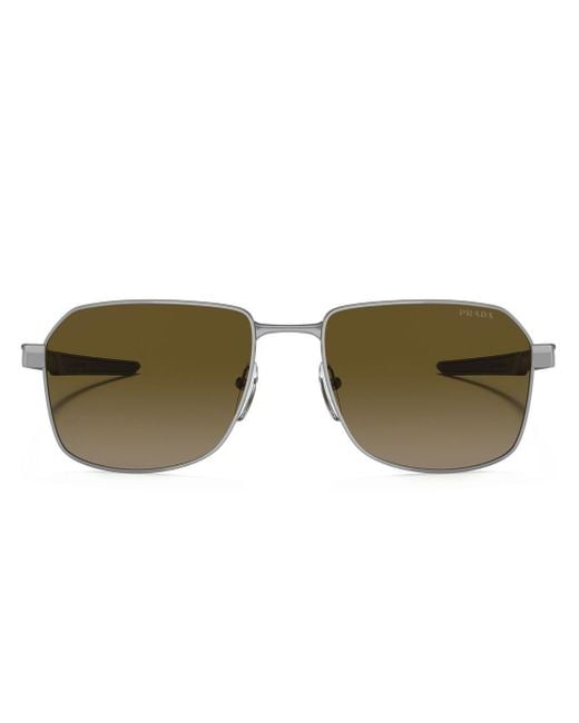Prada Linea Rossa Gray Logo-print Sunglasses for men