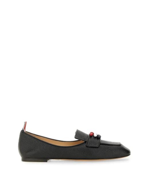 Thom Browne Black Three-Bow Almond-Toe Loafers