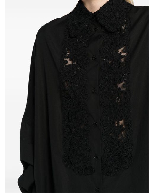 Camisa con paneles de encaje Ermanno Scervino de color Black