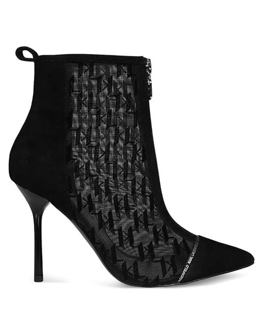 Botas con puntera en punta y monograma Karl Lagerfeld de color Black