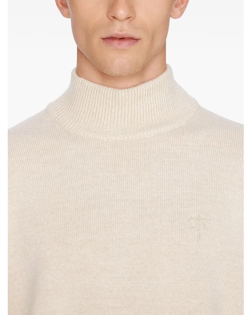 PLACE OF ELMS White Sweat Brodé À Col Roulé for men