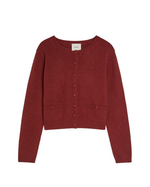 Reformation Red Clara Patch-Pocket Cardigan