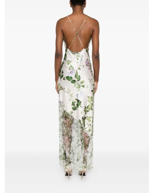 Robe Mi-Longue À Fleurs En Dentelle Alice + Olivia en coloris White