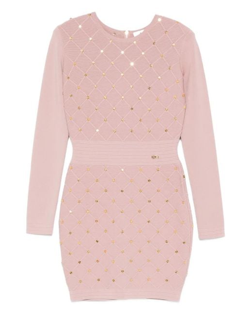 Elisabetta Franchi Pink Fitted Silhouette Dress With Structured Bodice