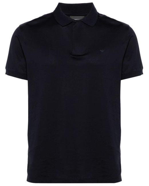 Emporio Armani Black Logo-appliqué Cotton Polo Shirt for men