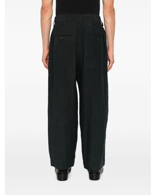 Ziggy Chen Black Pleated-Waistband Pocket Trousers for men