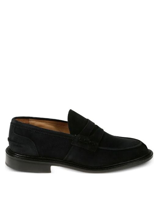 Tricker's Black James Suede Loafers for men